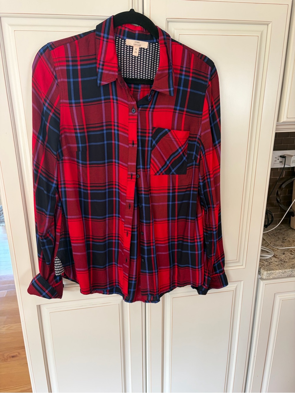 Red Plaid Button-Up women’s Shirt